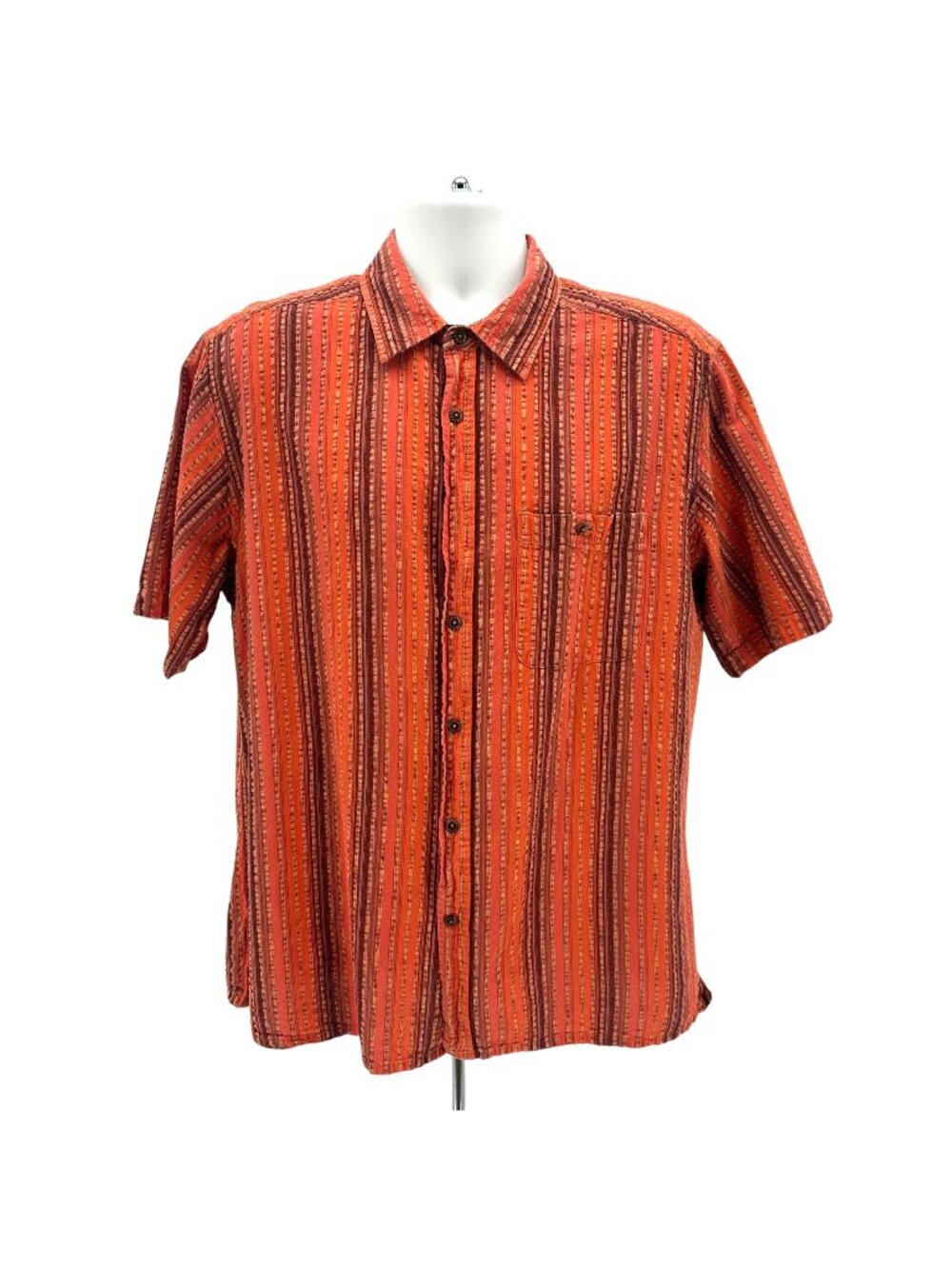 The Territory Ahead Mens Large Shirt Striped Textured Orange Multicolor Western